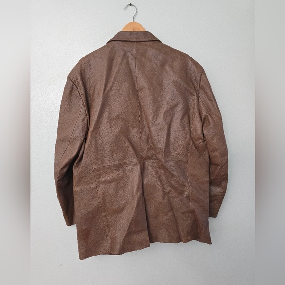 STAFFORD BLAZER MEN BROWN LEATHER CLASSIC LUXURY JACKET SPORT COAT XL *read* - Picture 9 of 15